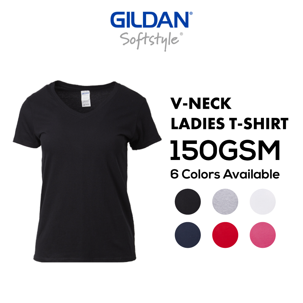 150GSM Gildan Softstyle V Neck Ladies T-Shirt
