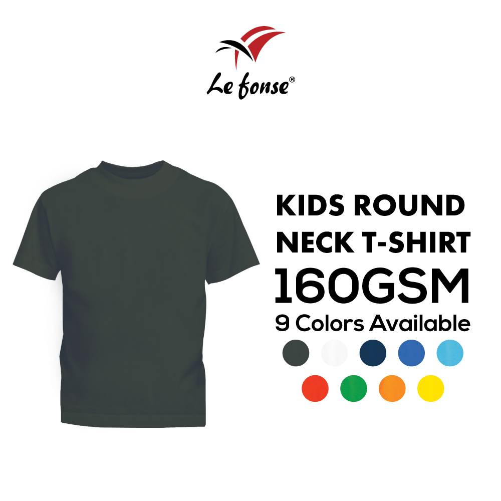 160GSM Lefonse 100% Cotton Kids Round Neck T-Shirt