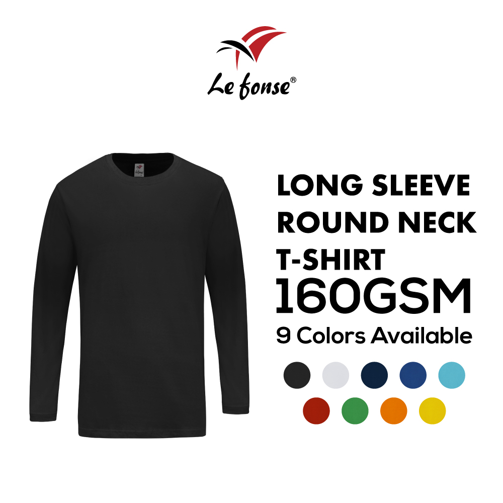 160GSM Lefonse Cotton Long Sleeve Round Neck T-Shirt