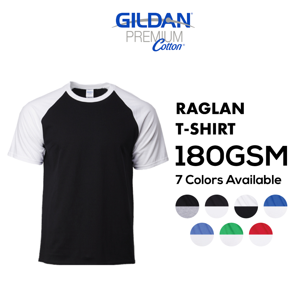 180GSM Gildan Premium Cotton Raglan T-Shirt