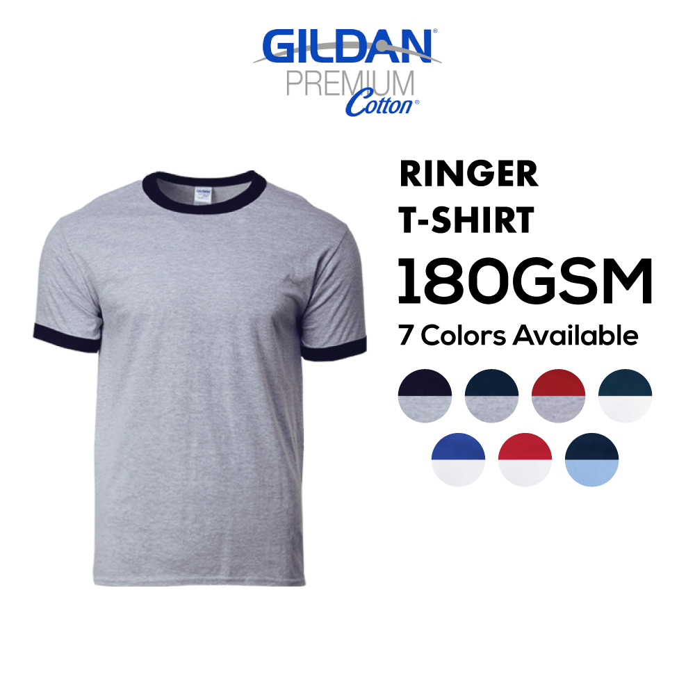 180GSM Gildan Premium Cotton Ringer T-Shirt