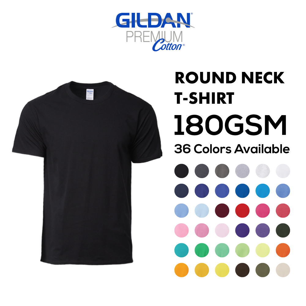 180GSM Gildan Premium Cotton Round Neck T Shirt