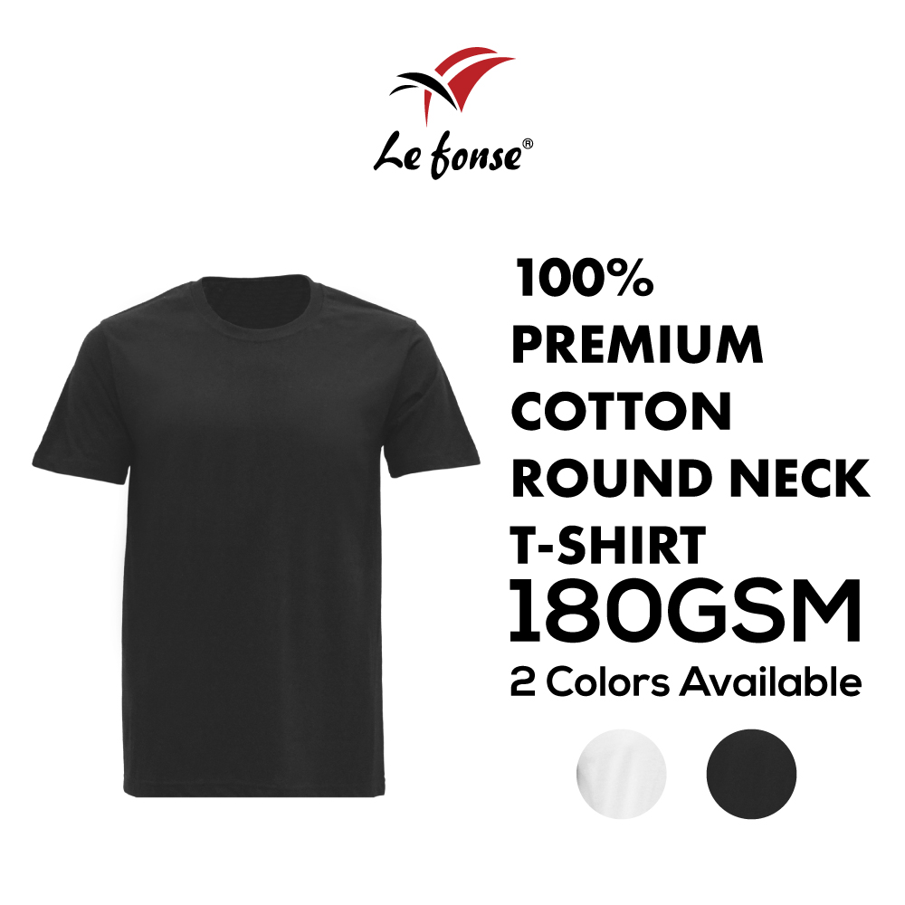 180GSM Lefonse 100% Premium Cotton Round Neck T-Shirt