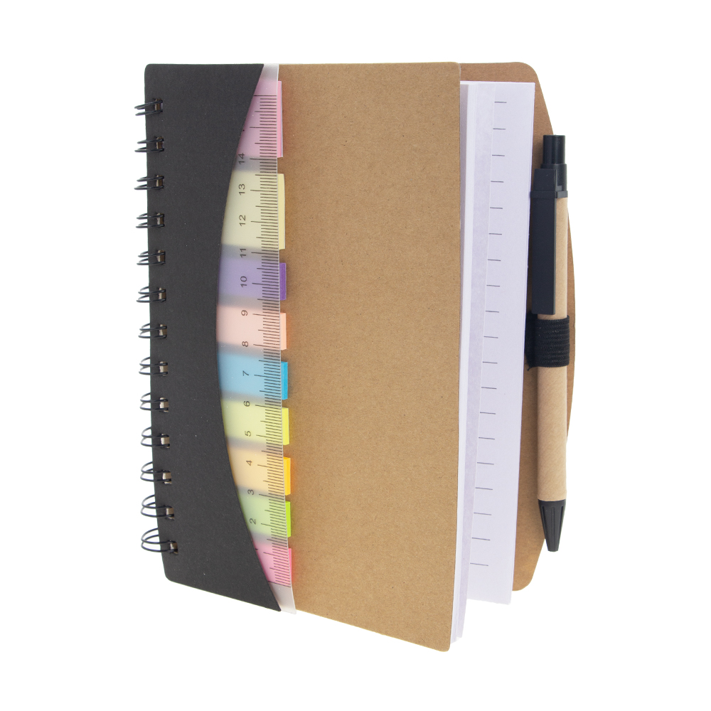Black Notebook With Pen / Ruler & Sticky Note NB511513BK