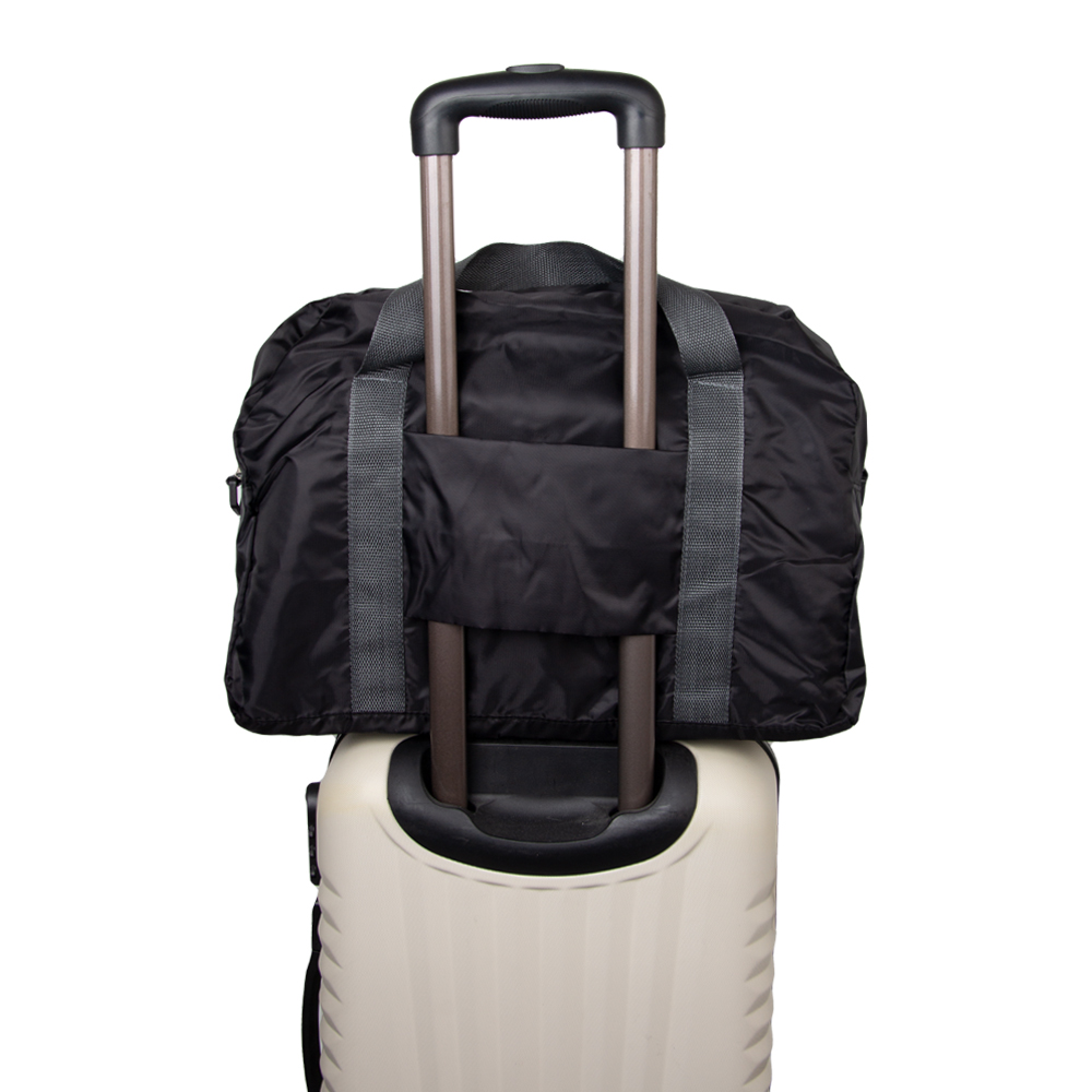 Black Nylon Foldable Travelling Bag With 2 Storage Compartments BT311119BKII
