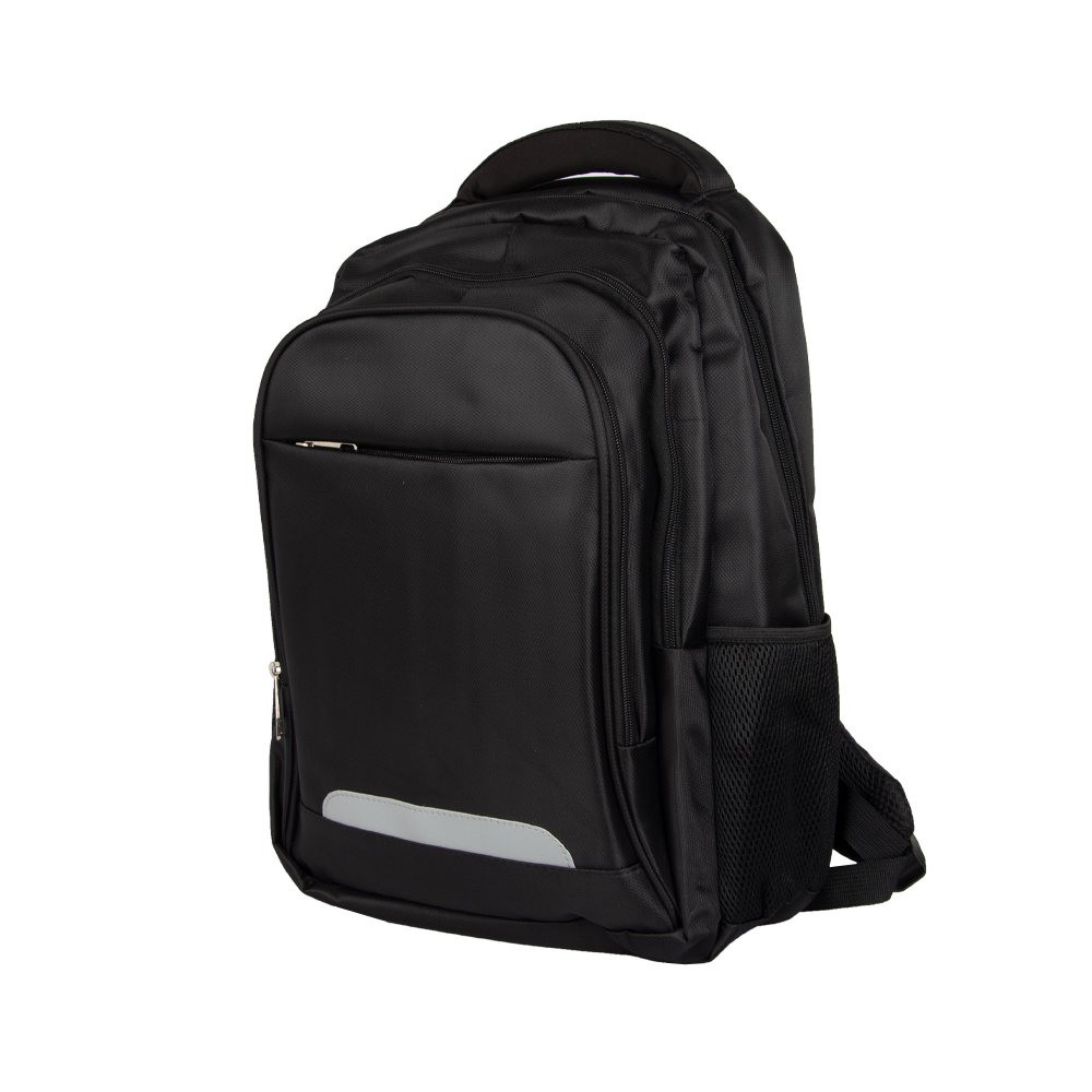 Black Nylon Laptop Backpack With 3 Compartments BL191313BKIII