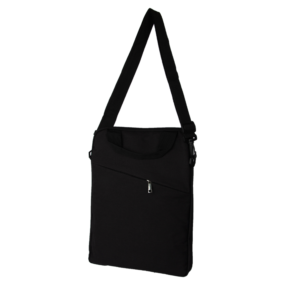 Black Polyester Sling Bag / Laptop Bag With 2 Storage Compartments BS181118BK