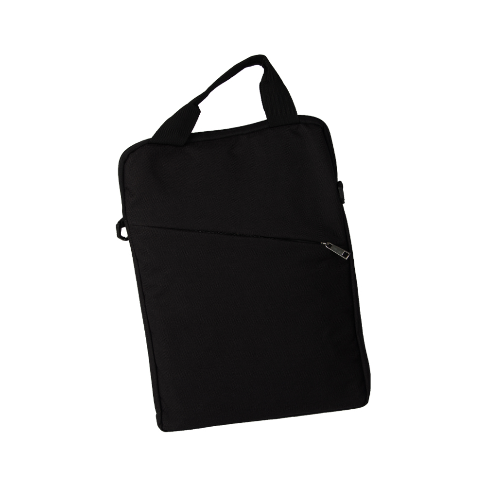 Black Polyester Sling Bag / Laptop Bag With 2 Storage Compartments BS181118BK