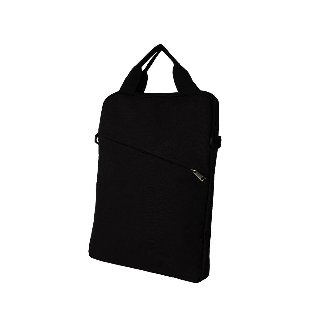 Black Polyester Sling Bag / Laptop Bag With 2 Storage Compartments BS181118BK