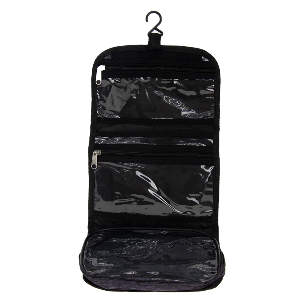 Black Polyester Toiletries Bag With 3 Compartments BTL261118BK