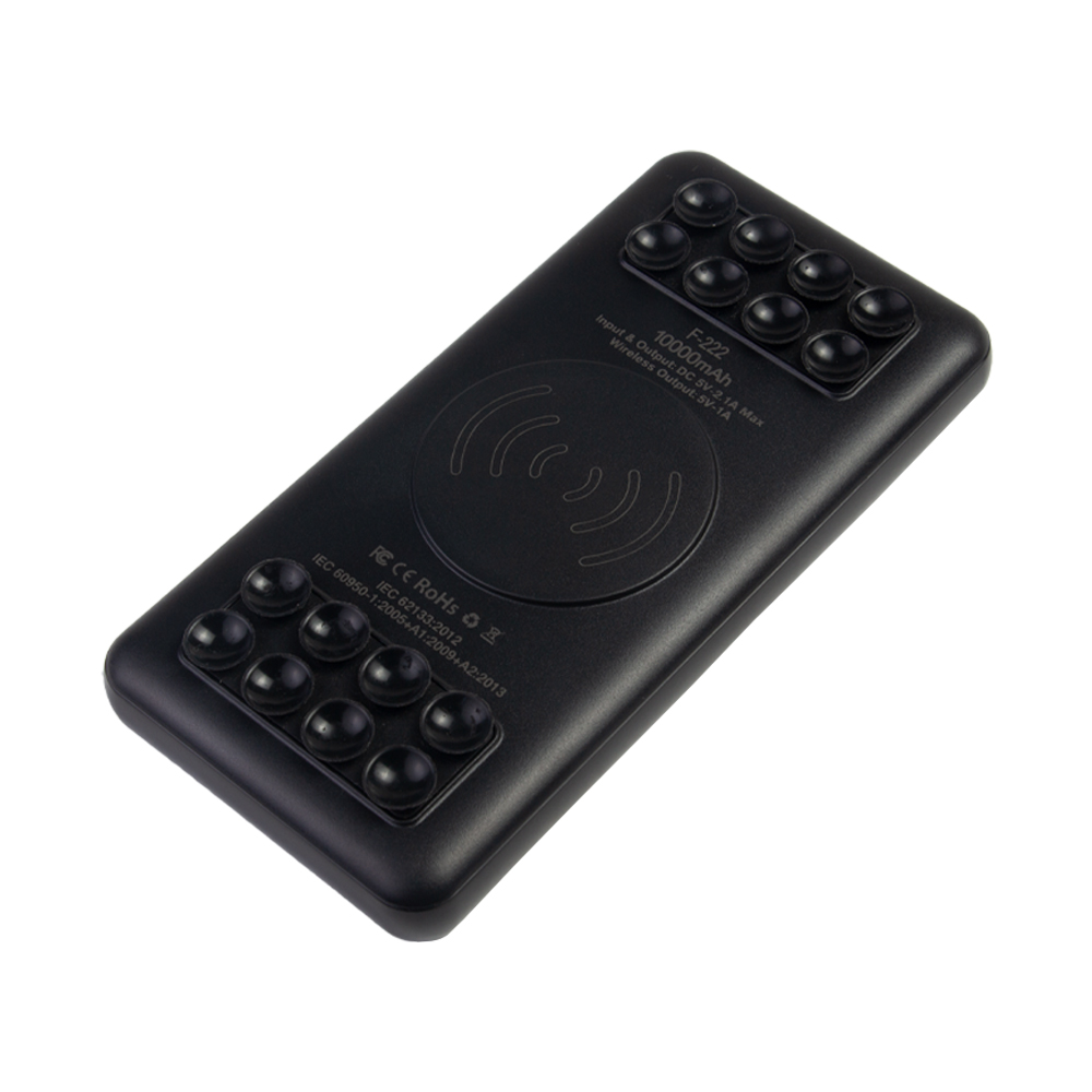 Black Wirelesspower 10000mAh Fast Charging Powerbank With Suction Pad F21212BK