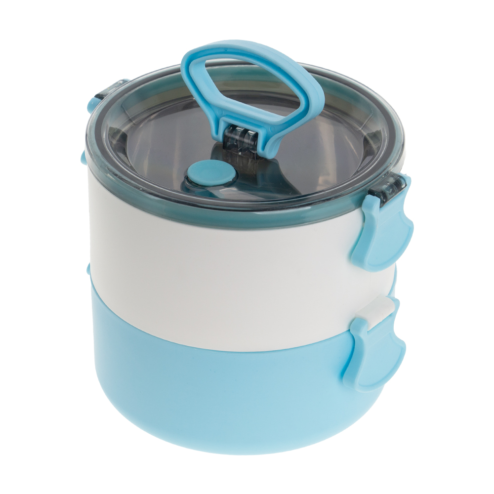Blue 2 Tier Lunch Box With Handle & Steam Vents LB201217BL