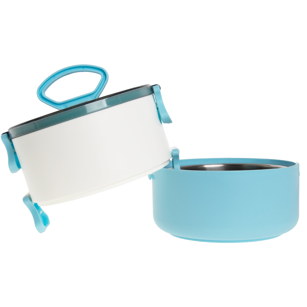 Blue 2 Tier Lunch Box With Handle & Steam Vents LB201217BL