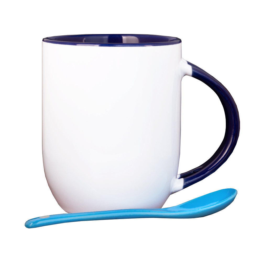 Blue Ceramic Mug With Spoon M771818BL