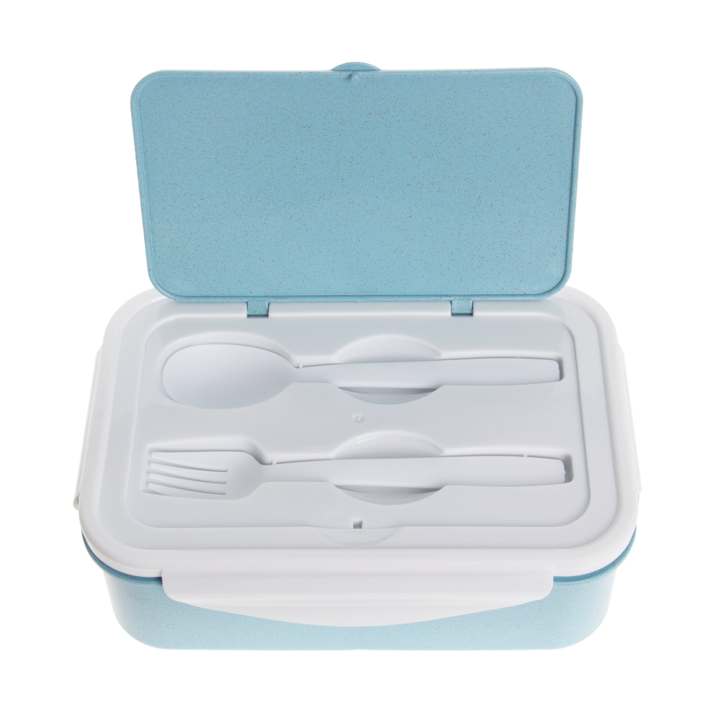 Blue Eco Lunch Box With Fork & Spoon LB311718BLII