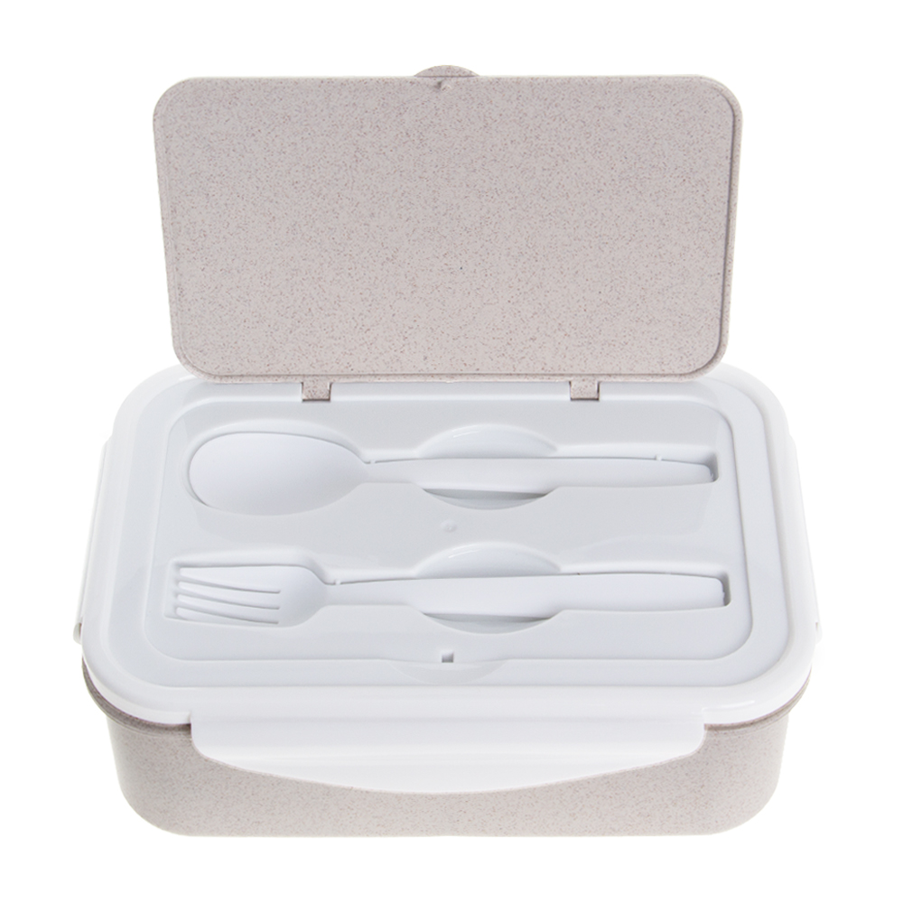 Brown Eco Lunch Box With Fork & Spoon LB311718BRNII