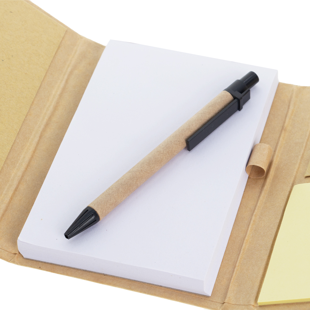 Brown Eco Memopad With Pen & Ruler MP121213