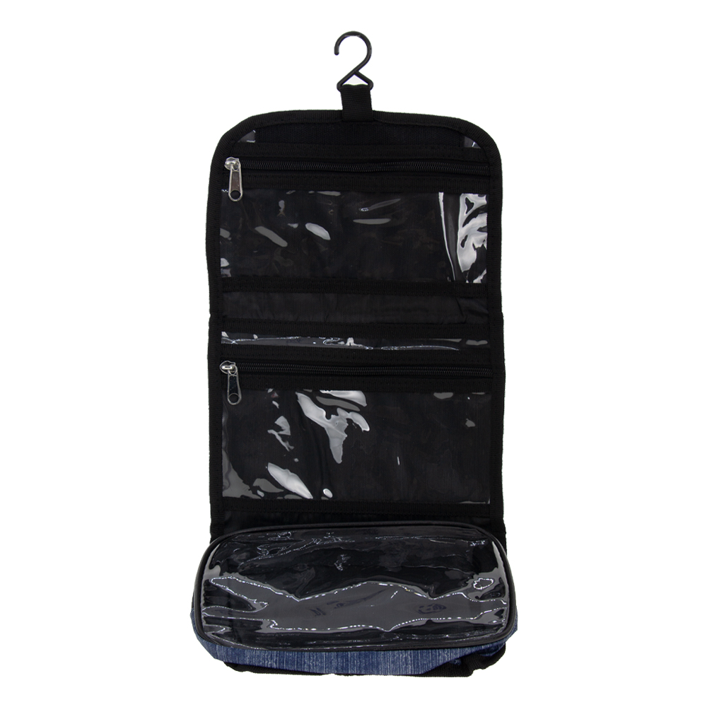 Dark Blue Polyester Toiletries Bag With 3 Compartments BTL261118D.BL