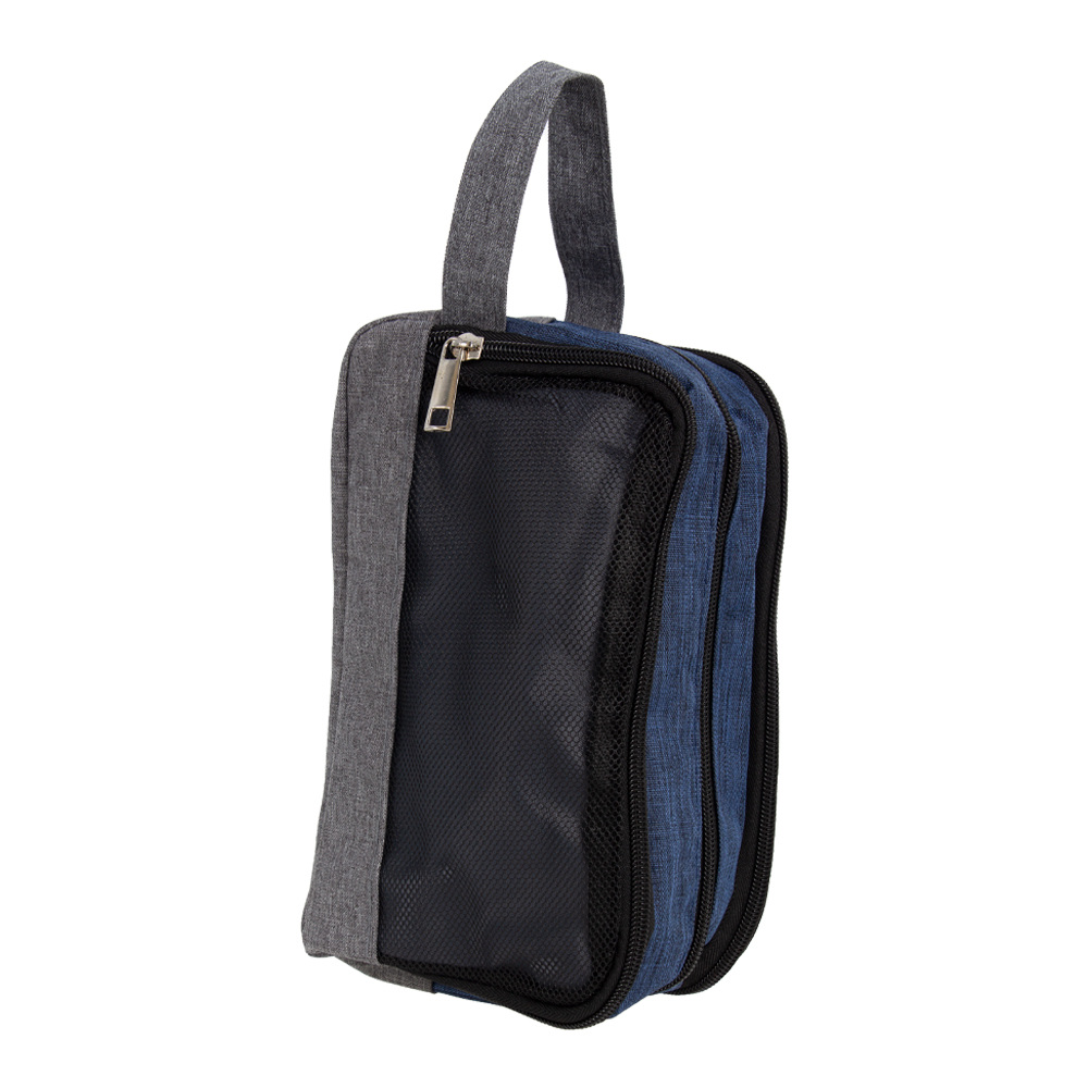 Dark Blue Polyester Toiletries Bag With 3 Compartments BTL361410D.BLII