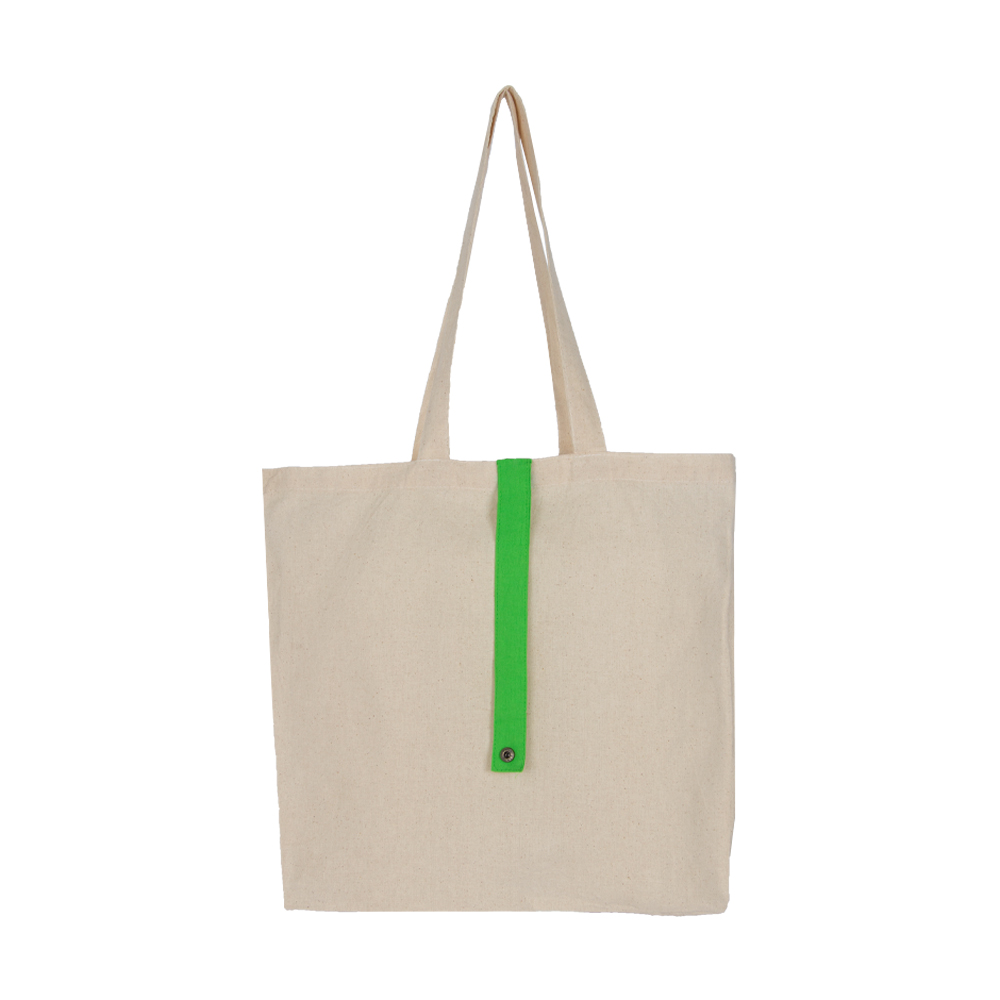 Foldable Canvas Bag With Green Strap BS411312GRNII