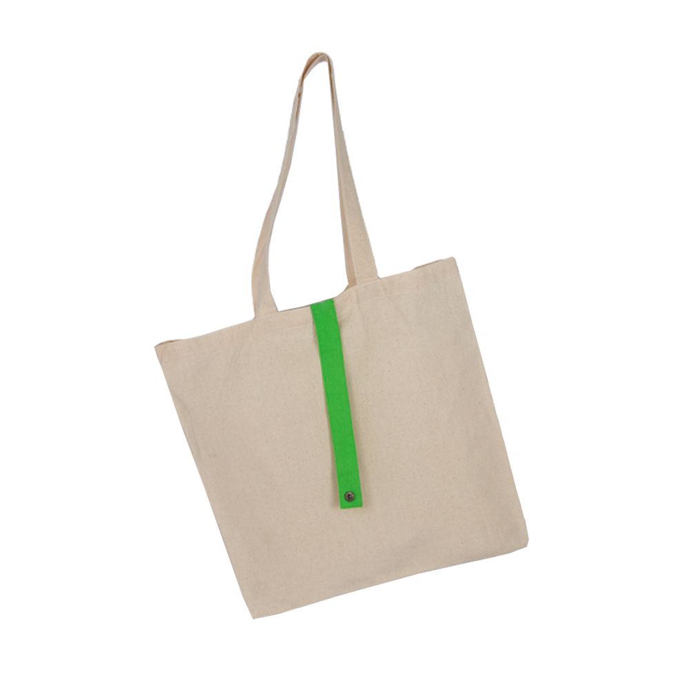 Foldable Canvas Bag With Green Strap BS411312GRNII