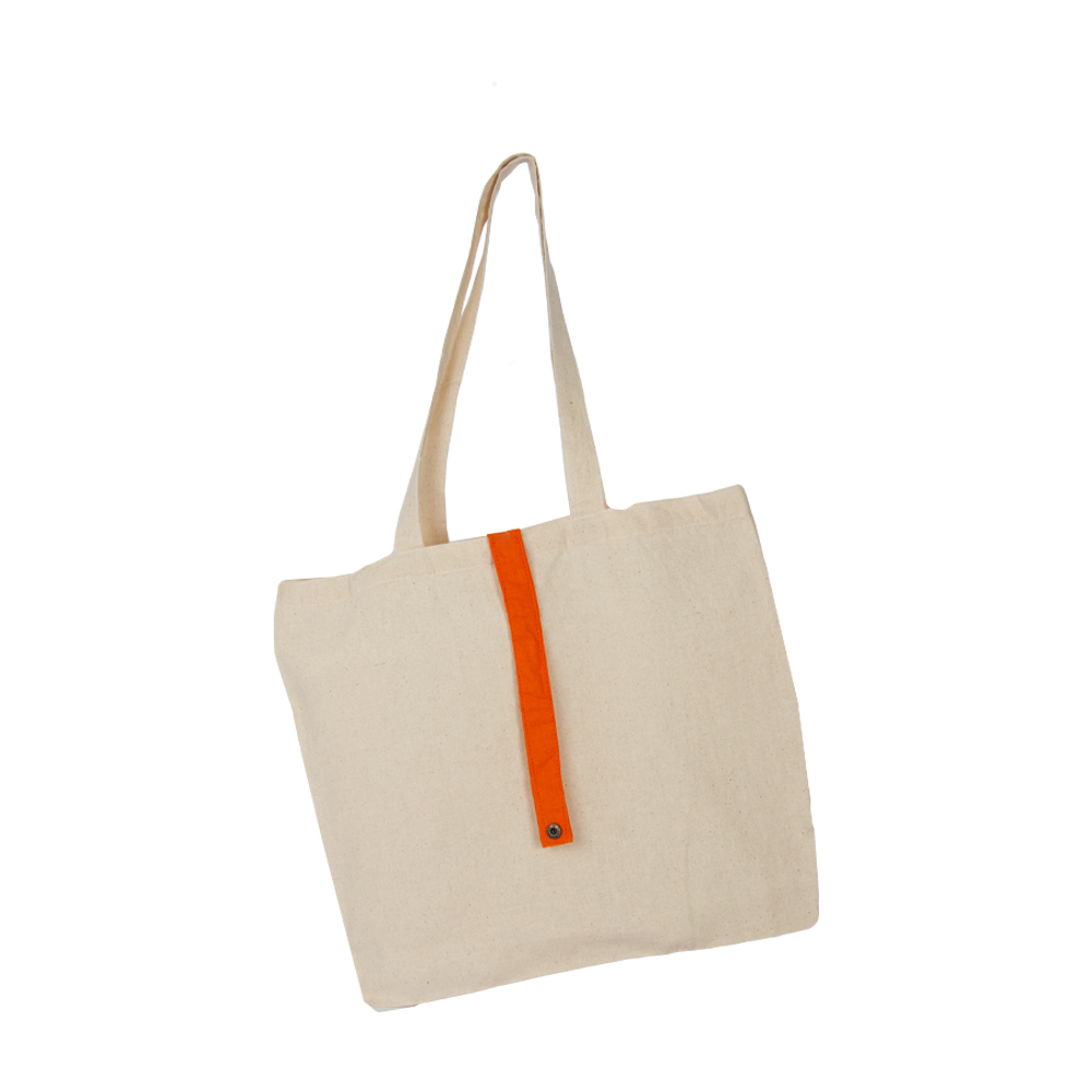 Foldable Canvas Bag With Orange Strap BS411312ORNII