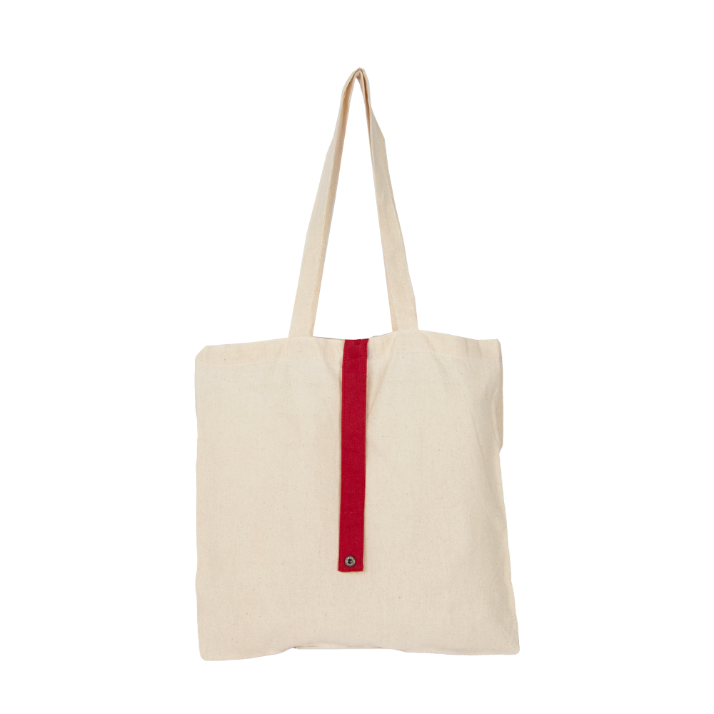 Foldable Canvas Bag With Red Strap BS411312RDII