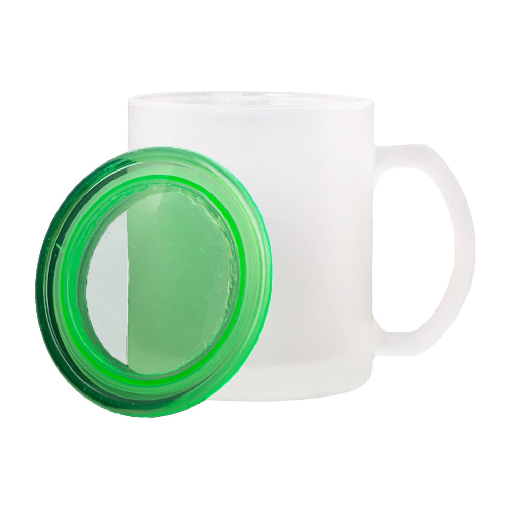 Glass Mug With Green Lid M441611GRN