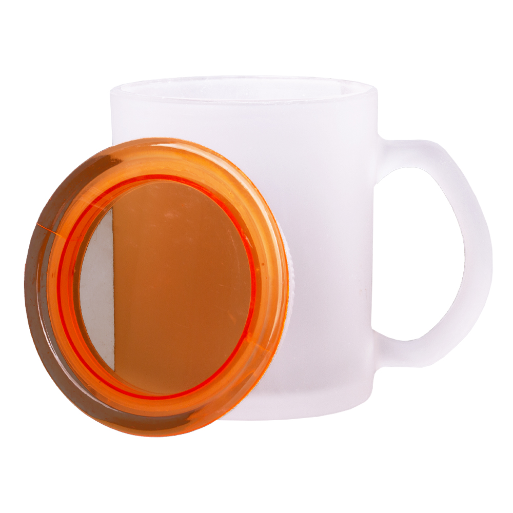 Glass Mug With Orange Lid M441611ORN