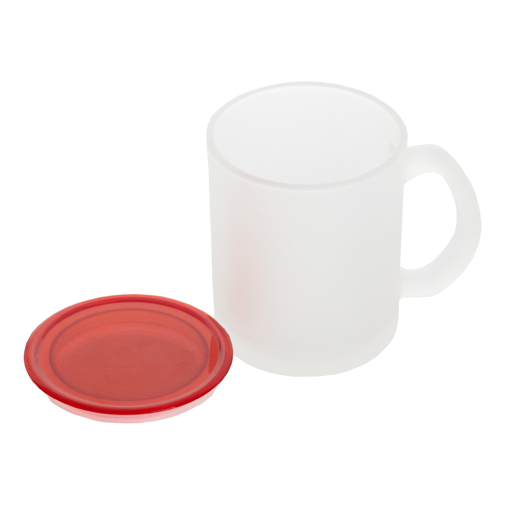 Glass Mug With Red Lid M441611RD