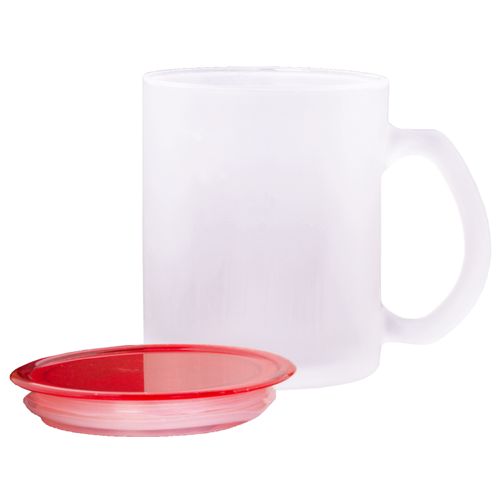 Glass Mug With Red Lid M441611RD