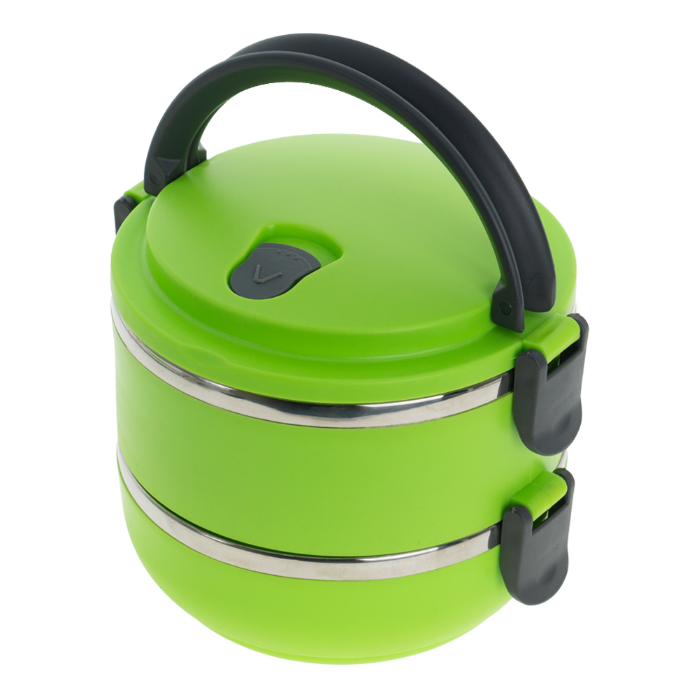Green 2 Tier Lunch Box With Steam Vents LB201013GRN