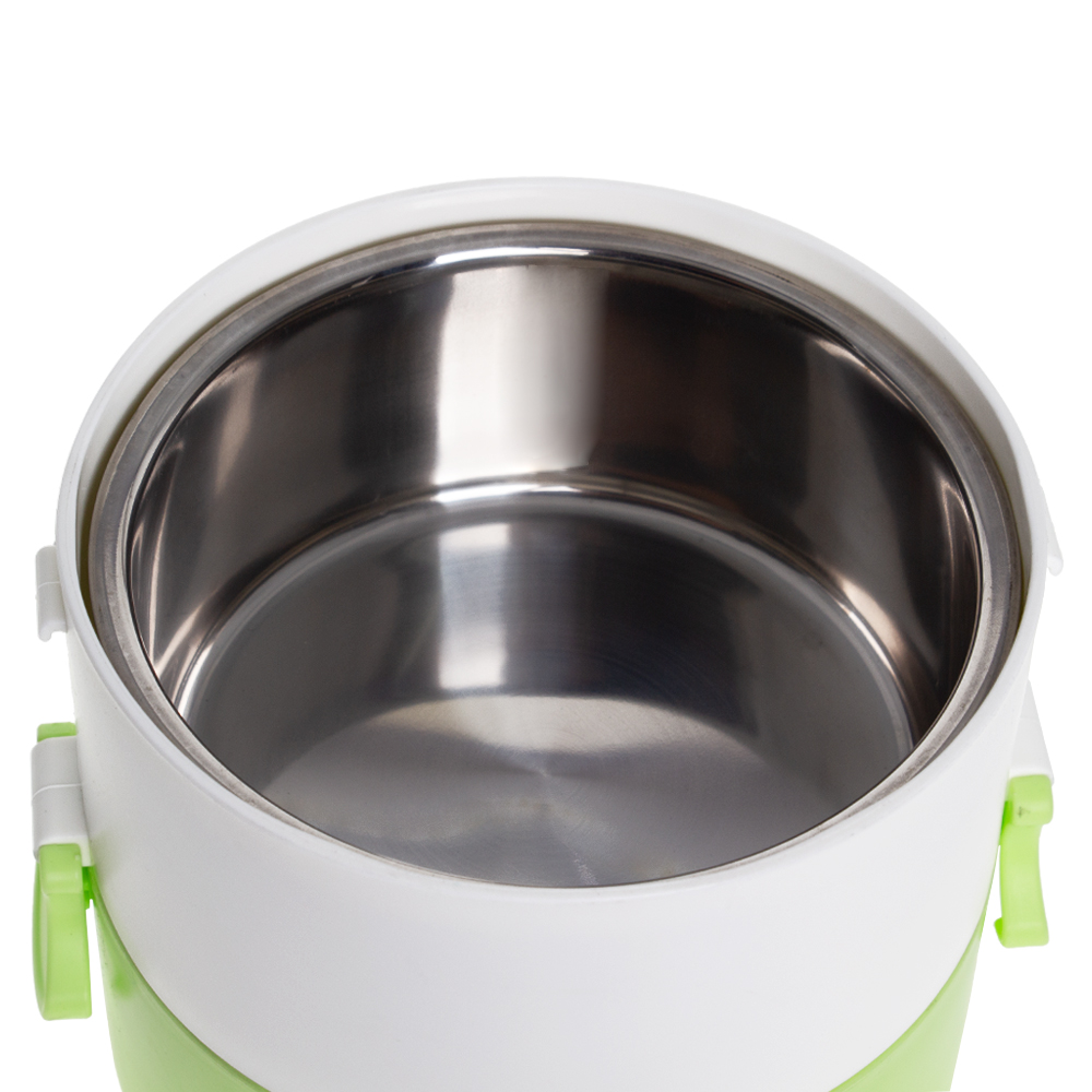Green 2 Tier Lunch Box With Handle & Steam Vents LB201217GRN