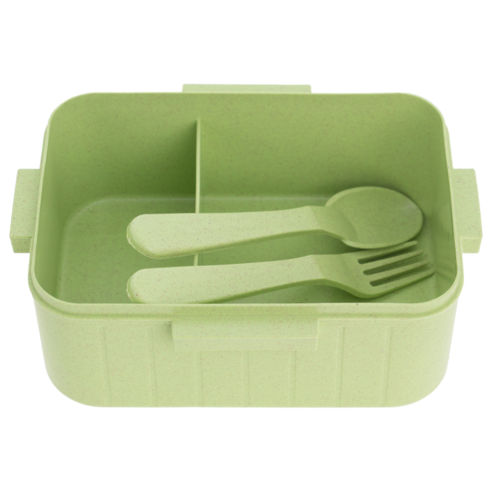 Green Lunch Box With Fork & Spoon LB311814GRN
