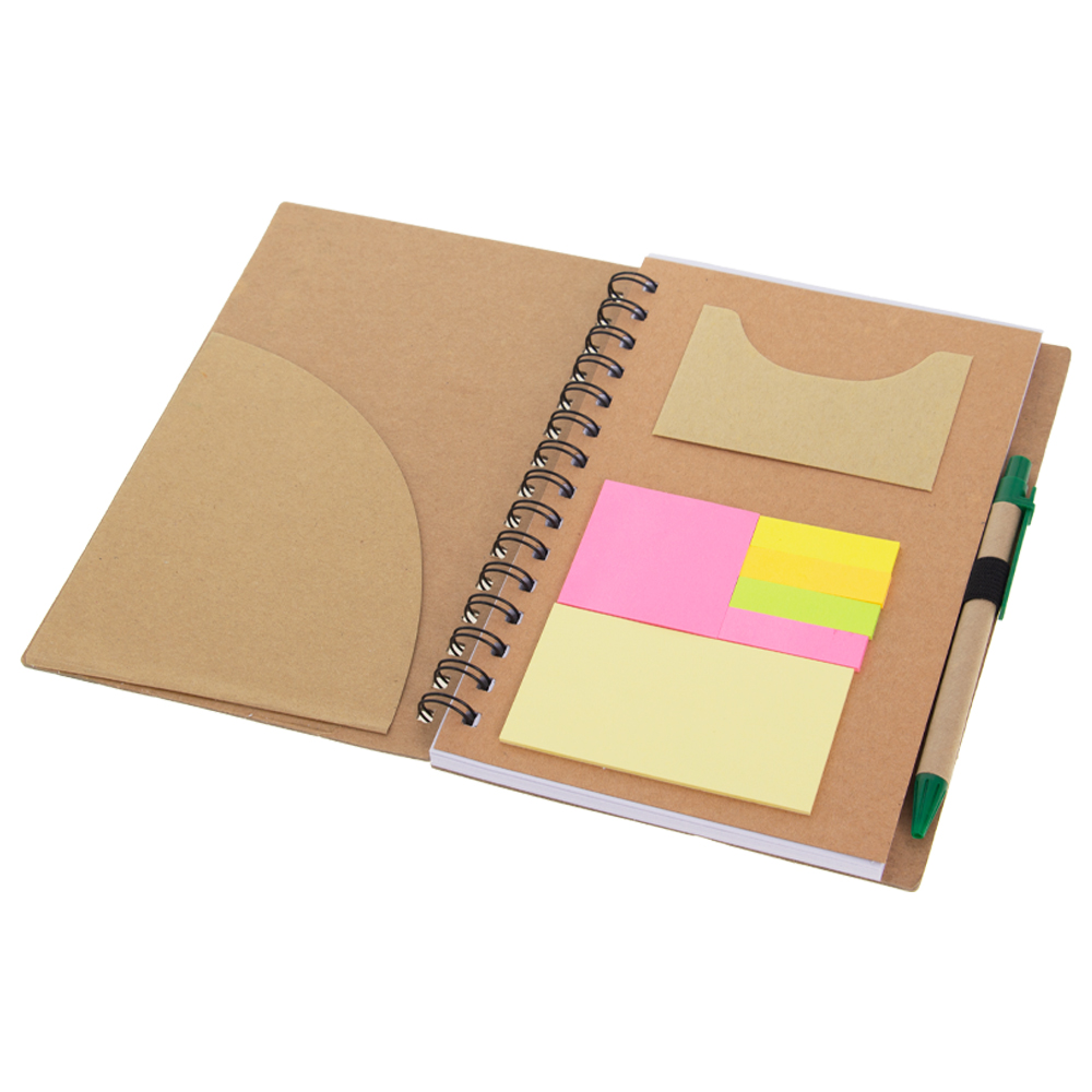 Green Notebook With Pen & Post It Note NB511511GRN