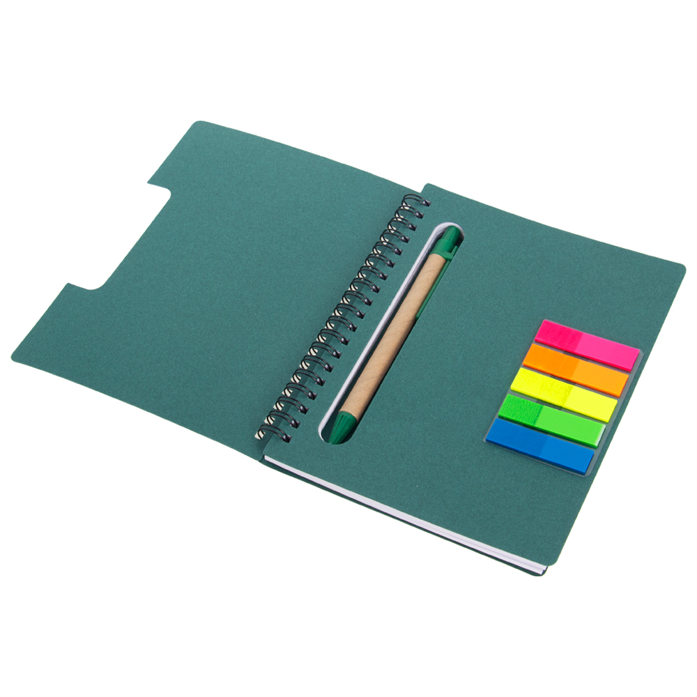 Green Notebook With Pen & Sticky Note NB511510GRN