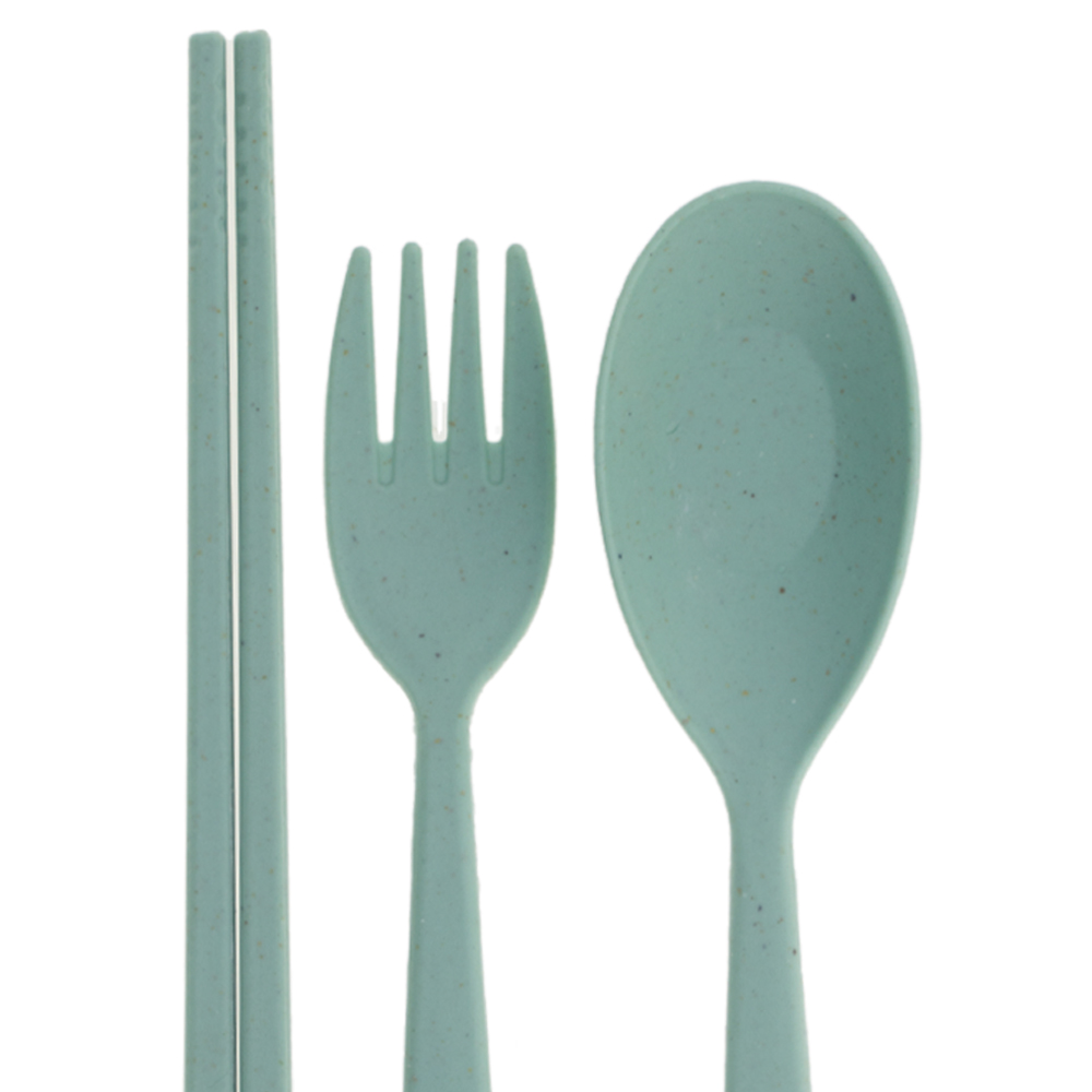 Green Organic Wheat Fiber Cutlery Set CS01013GRN