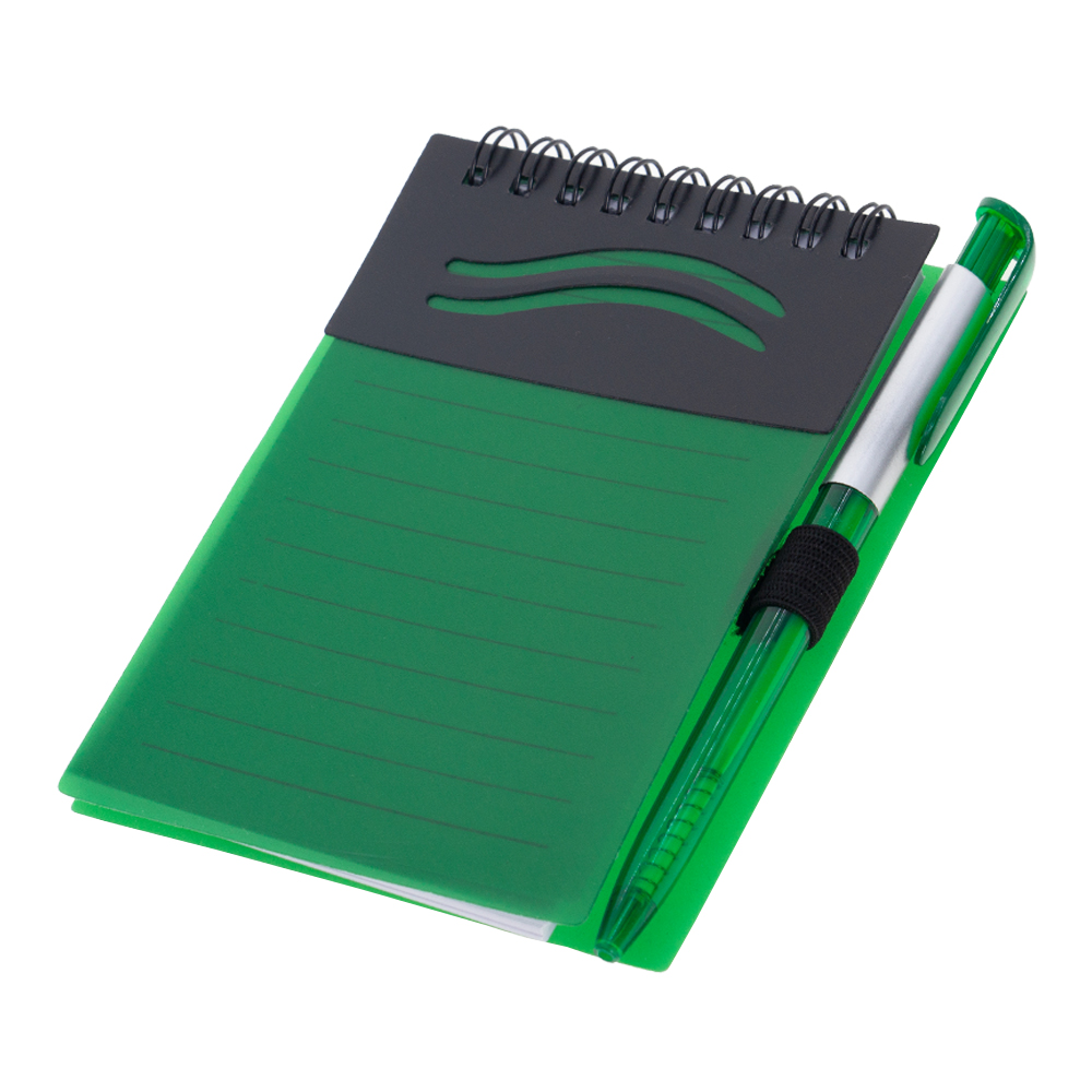 Green Plastic Notebook With Pen NB481015GRN