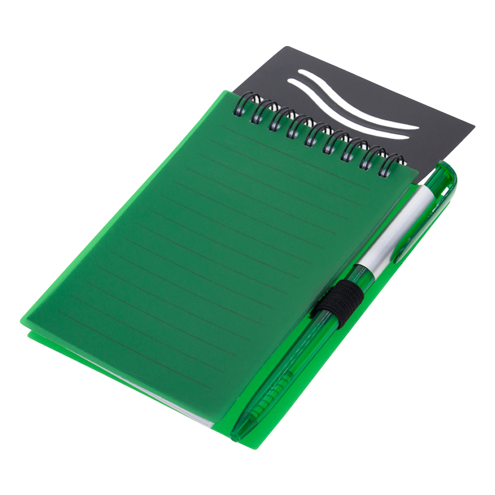 Green Plastic Notebook With Pen NB481015GRN