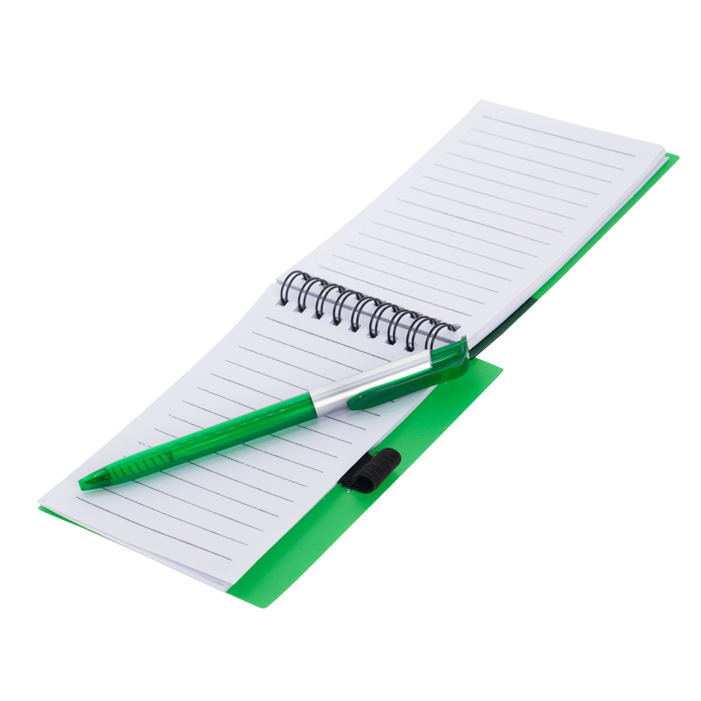 Green Plastic Notebook With Pen NB481015GRN