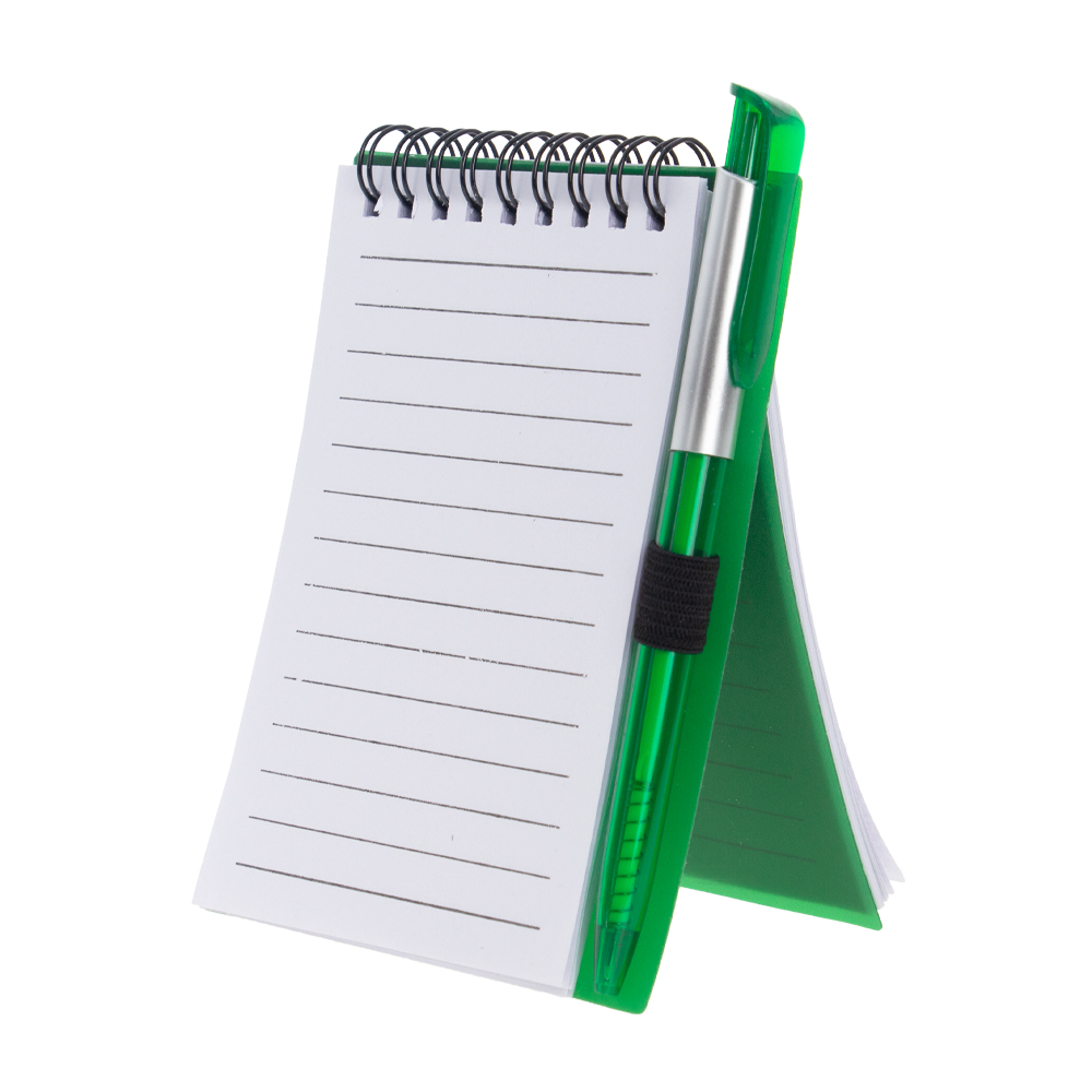 Green Plastic Notebook With Pen NB481015GRN