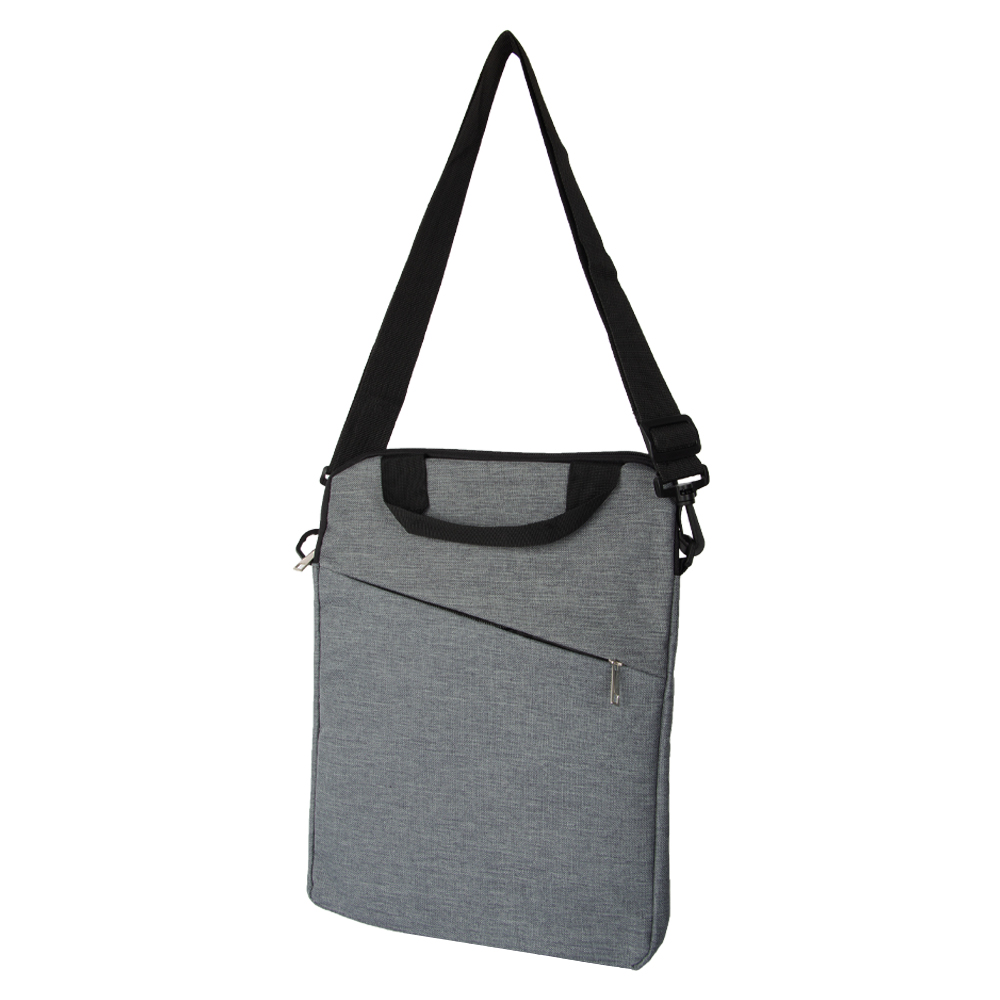 Grey Polyester Sling Bag / Laptop Bag With 2 Storage Compartments BS181118GRY