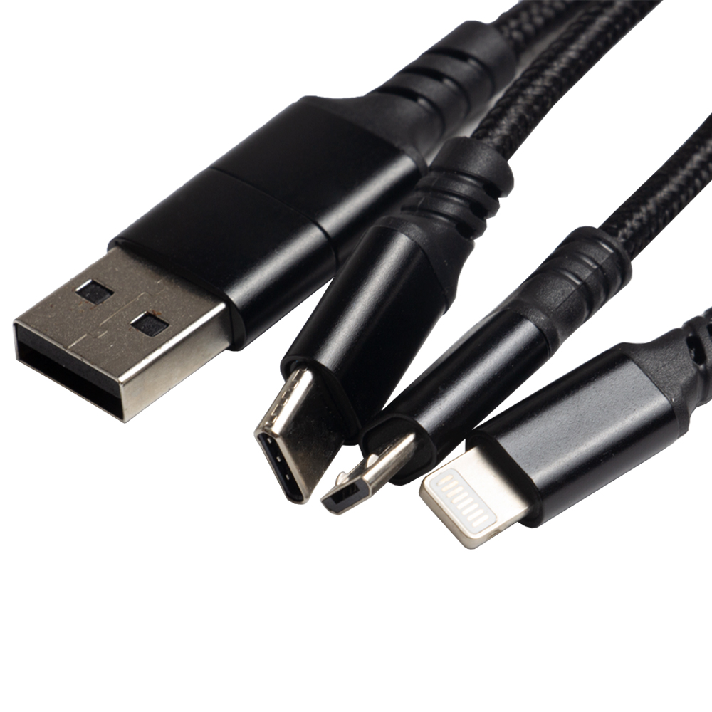 Multicable USB A + USB C Input 2.1A Fast Charging Cable CS1313A