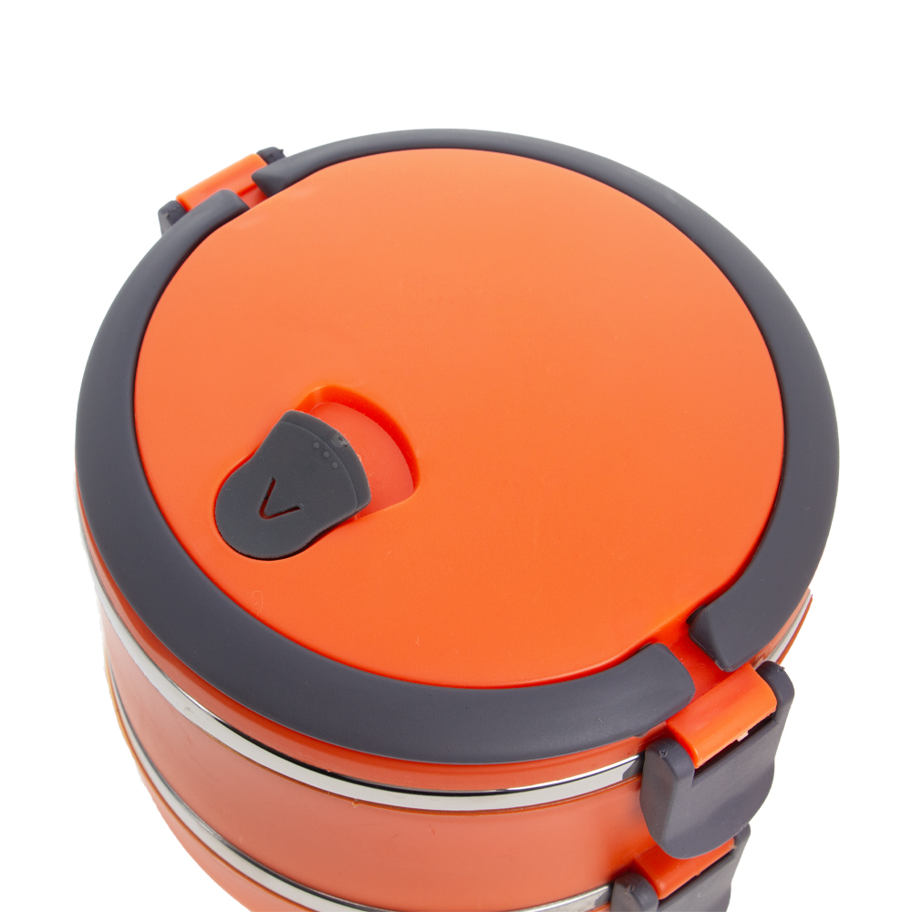 Orange 2 Tier Lunch Box With Steam Vents LB201013ORN