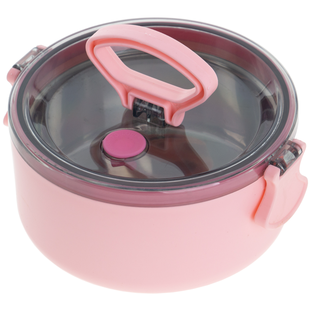 Pink 1 Tier Lunch Box With Handle & Steam Vent LB201216PK