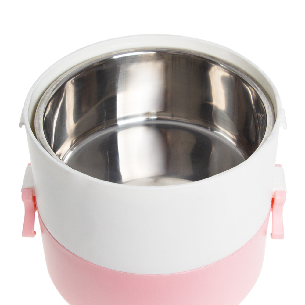 Pink 2 Tier Lunch Box With Handle & Steam Vents LB201217PK