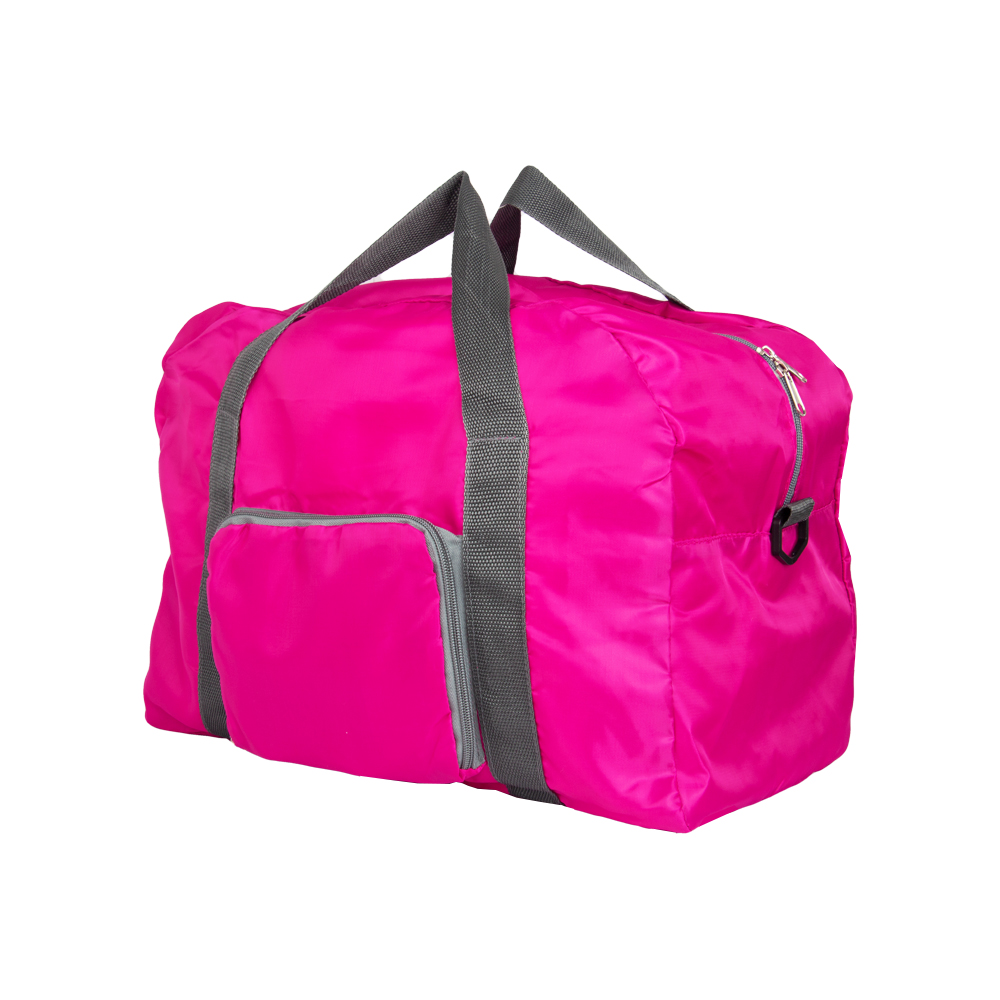 Pink Nylon Foldable Travelling Bag With 2 Storage Compartments BT311119PKII