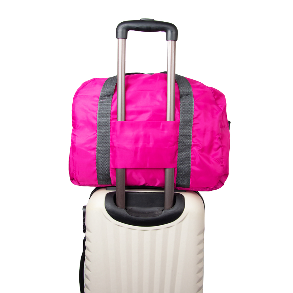Pink Nylon Foldable Travelling Bag With 2 Storage Compartments BT311119PKII