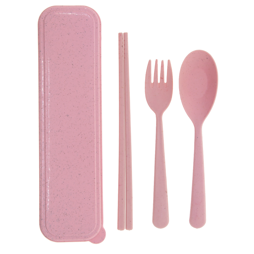 Pink Organic Wheat Fiber Cutlery Set CS01013PK