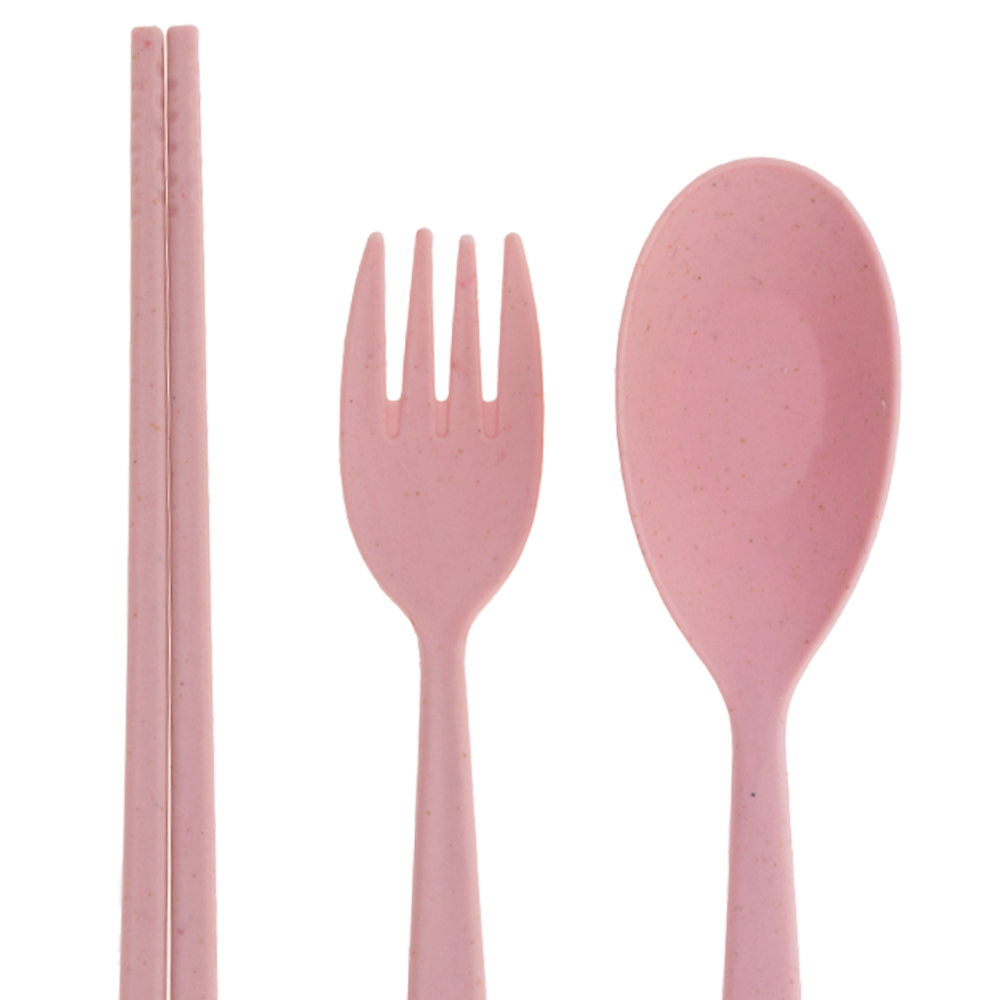 Pink Organic Wheat Fiber Cutlery Set CS01013PK